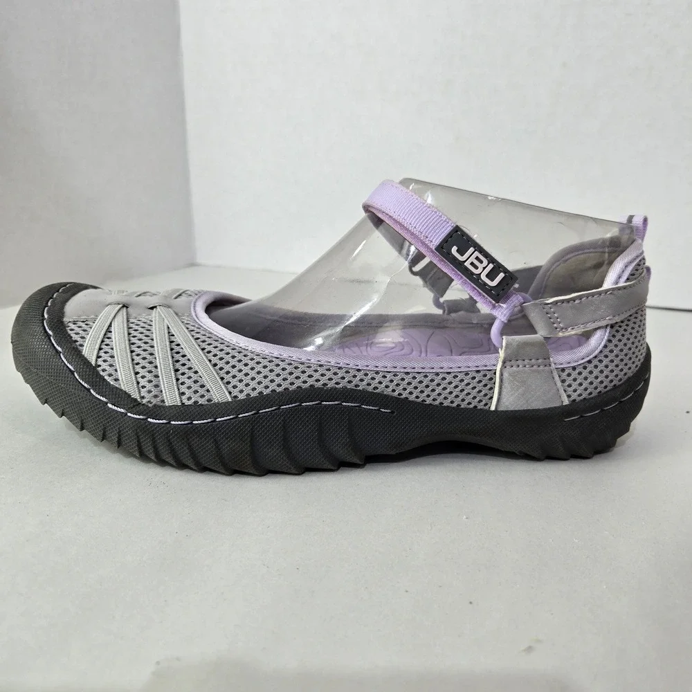 JBU Size 8.5 Malibu Vegan‎ Water Ready Shoe Grey Purple Mesh Mary Jane #1070